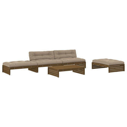 Set Divani da Giardino 5 pz con Cuscini in Legno Massello Miele - homemem39