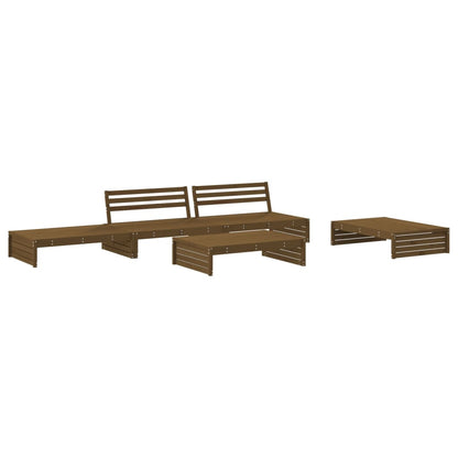 Set Divani da Giardino 5 pz con Cuscini in Legno Massello Miele - homemem39