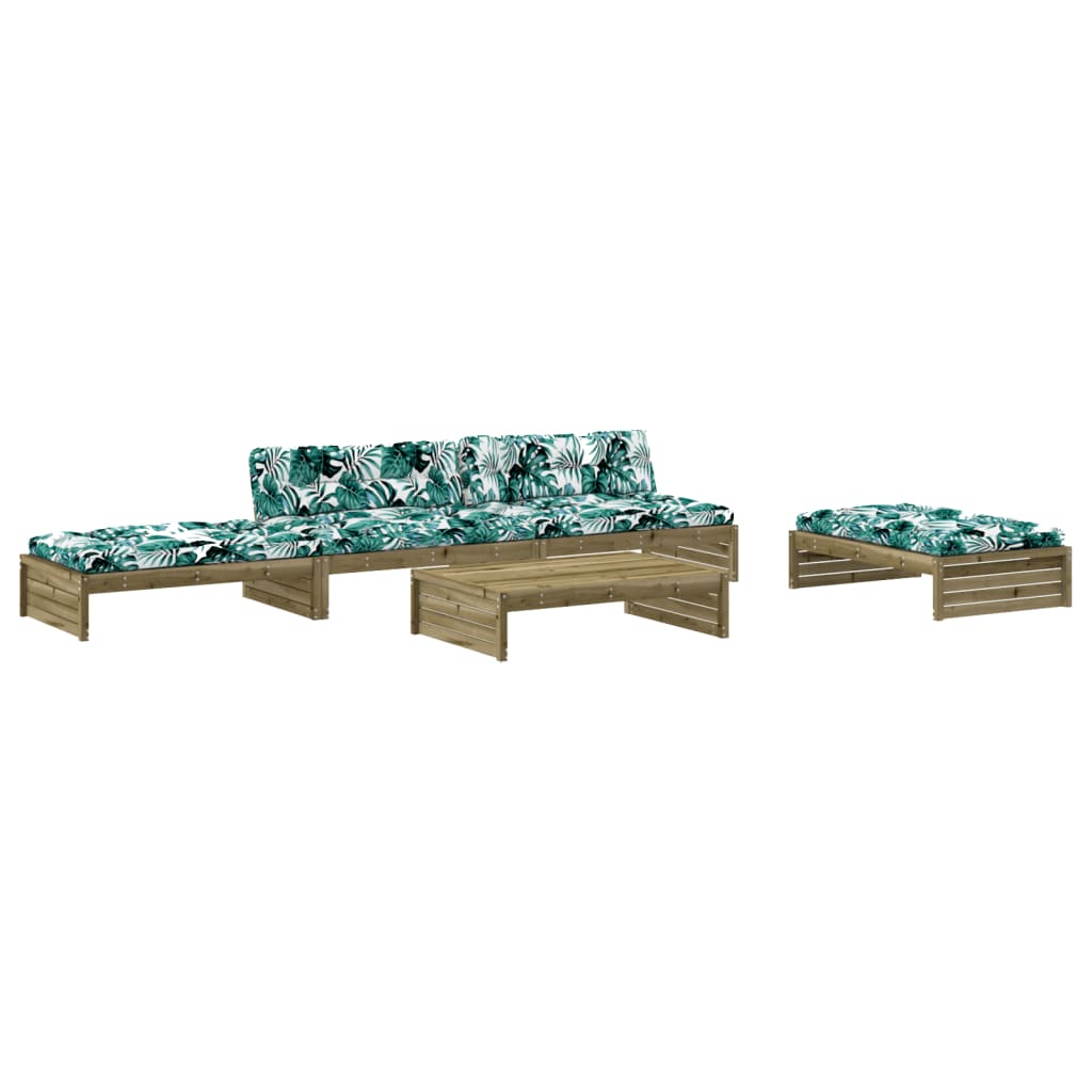 Set Divani da Giardino 5pz con Cuscini Legno Impregnato di Pino - homemem39