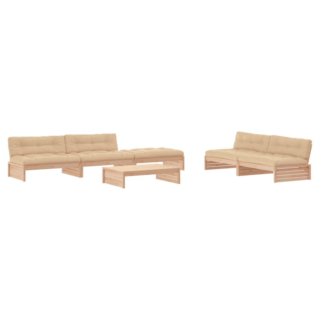 Set Divani da Giardino 6 pz con Cuscini in Legno Massello - homemem39