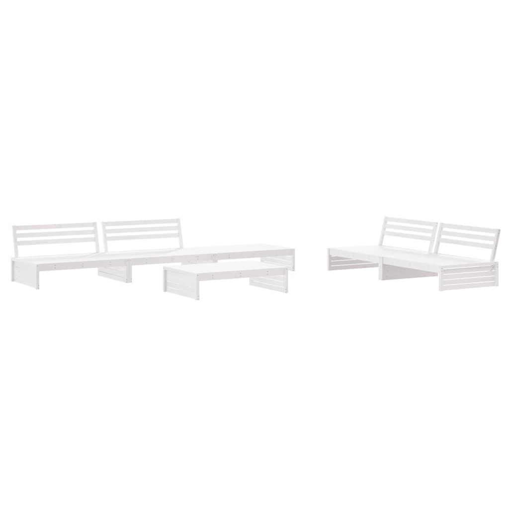 Set Divani da Giardino 6pz con Cuscini in Legno Massello Bianco - homemem39