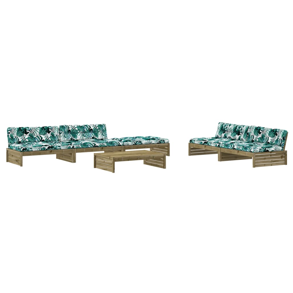 Set Divani da Giardino 6pz con Cuscini Legno Impregnato di Pino - homemem39