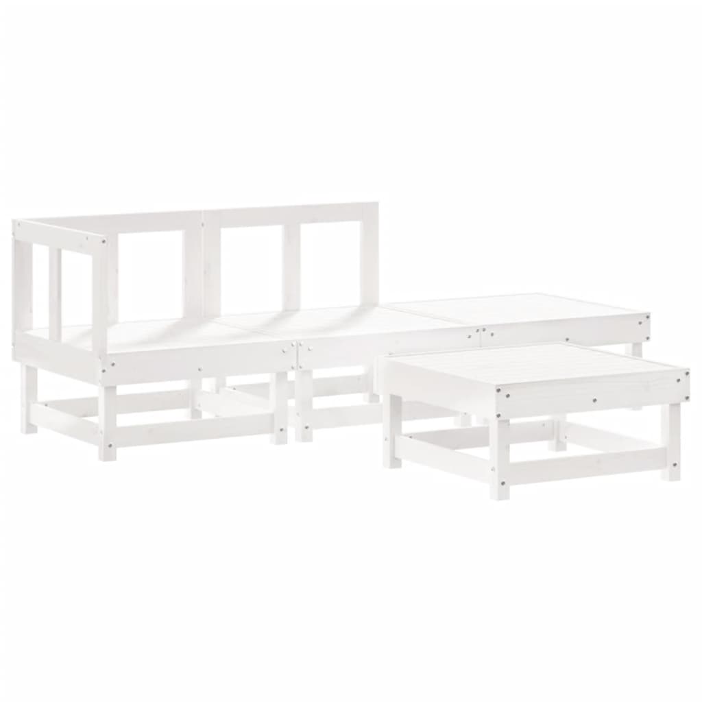 Set Salotto da Giardino 4 pz Bianco in Legno Massello di Pino - homemem39