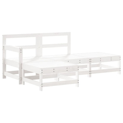 Set Salotto da Giardino 4 pz Bianco in Legno Massello di Pino - homemem39