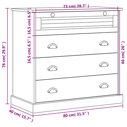 Cassettiera VIGO Bianca 80x40x76 cm in Legno Massello di Pino - homemem39