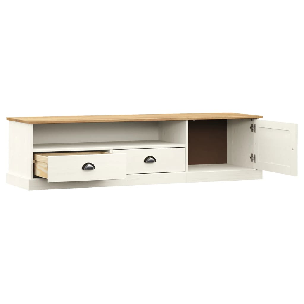 Mobile Porta TV VIGO Bianco 156x40x40 cm Legno Massello di Pino - homemem39