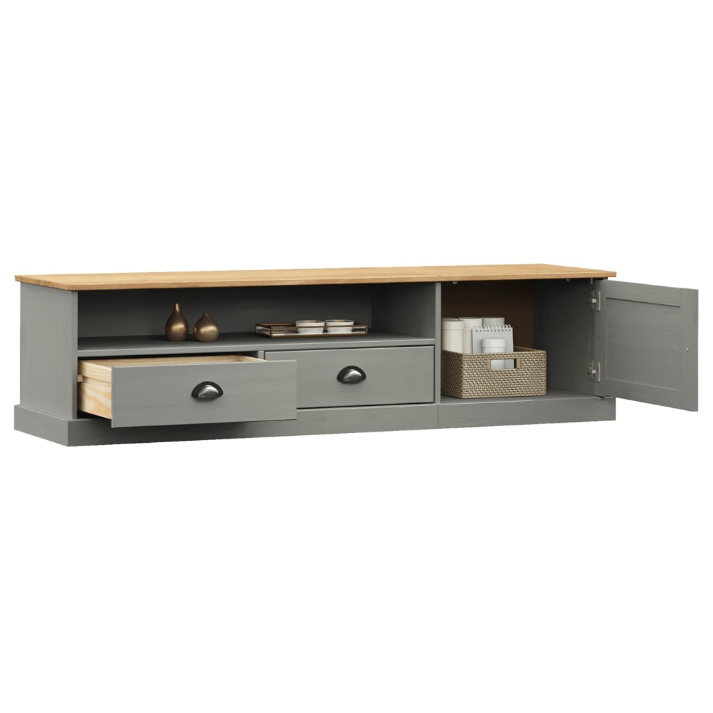 Mobile Porta TV VIGO Grigio 156x40x40 cm Legno Massello di Pino - homemem39