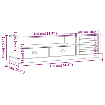 Mobile Porta TV VIGO Grigio 156x40x40 cm Legno Massello di Pino - homemem39