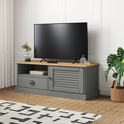 Mobile Porta TV VIGO Grigio 106x40x40 cm Legno Massello di Pino - homemem39