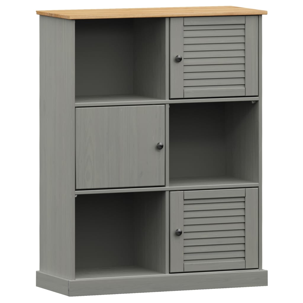 Libreria VIGO 90x35x114,5 cm in Legno Massello di Pino Grigio - homemem39