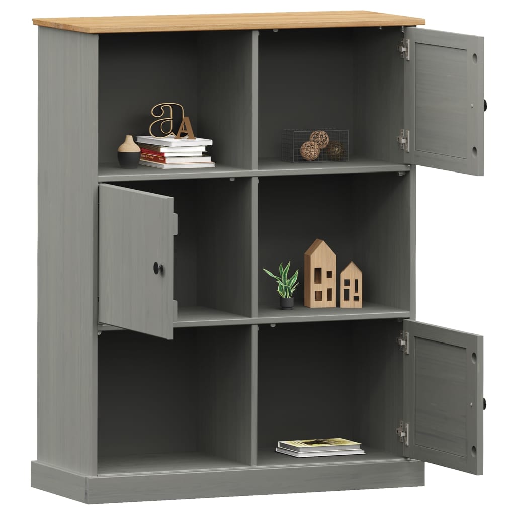 Libreria VIGO 90x35x114,5 cm in Legno Massello di Pino Grigio - homemem39