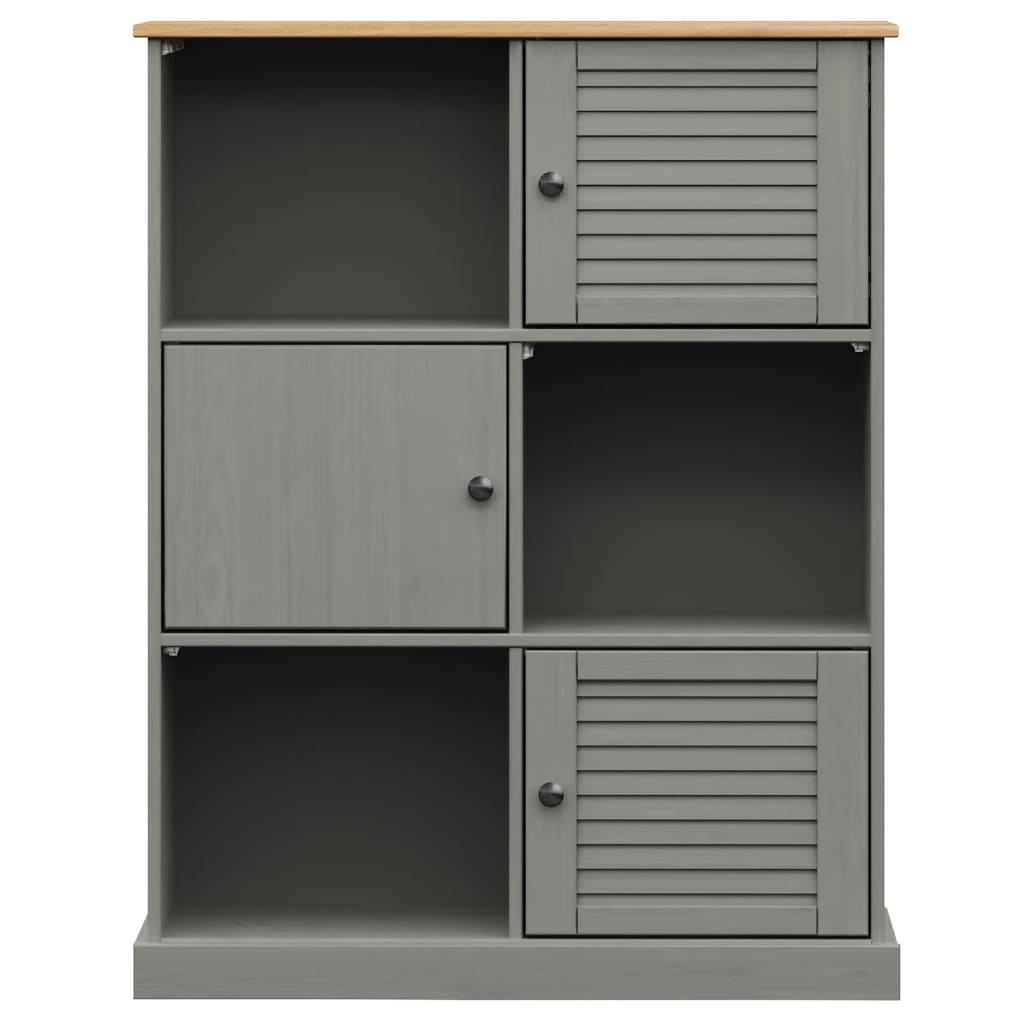 Libreria VIGO 90x35x114,5 cm in Legno Massello di Pino Grigio - homemem39