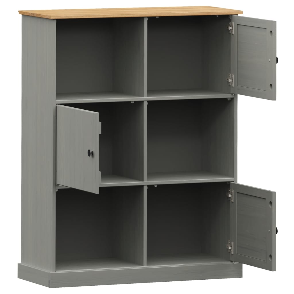 Libreria VIGO 90x35x114,5 cm in Legno Massello di Pino Grigio - homemem39