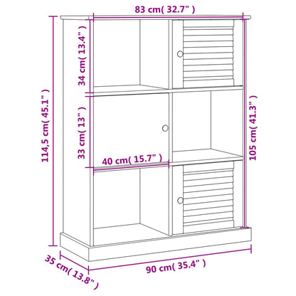 Libreria VIGO 90x35x114,5 cm in Legno Massello di Pino Grigio - homemem39