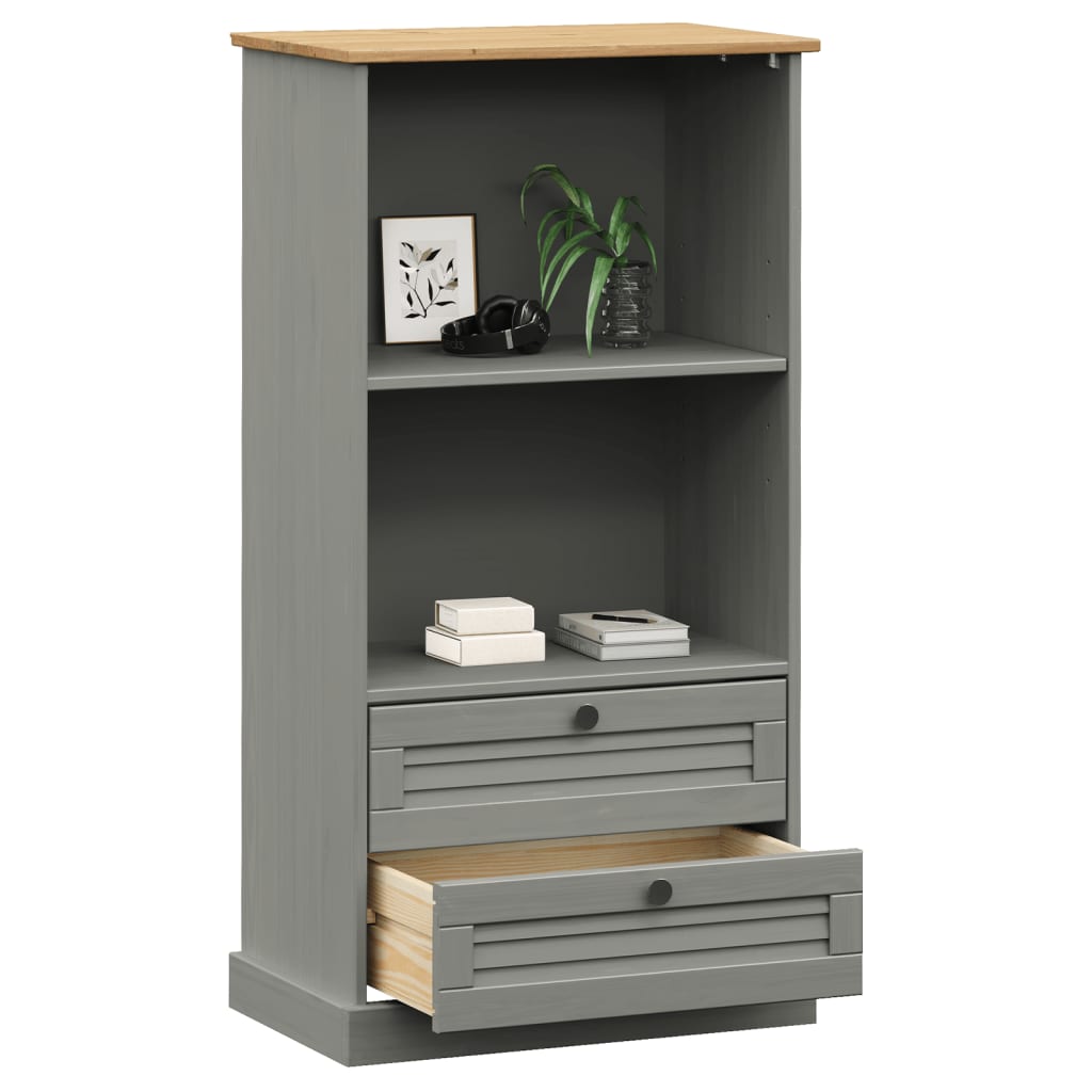 Libreria VIGO 60x35x114,5 cm in Legno Massello di Pino Grigio - homemem39