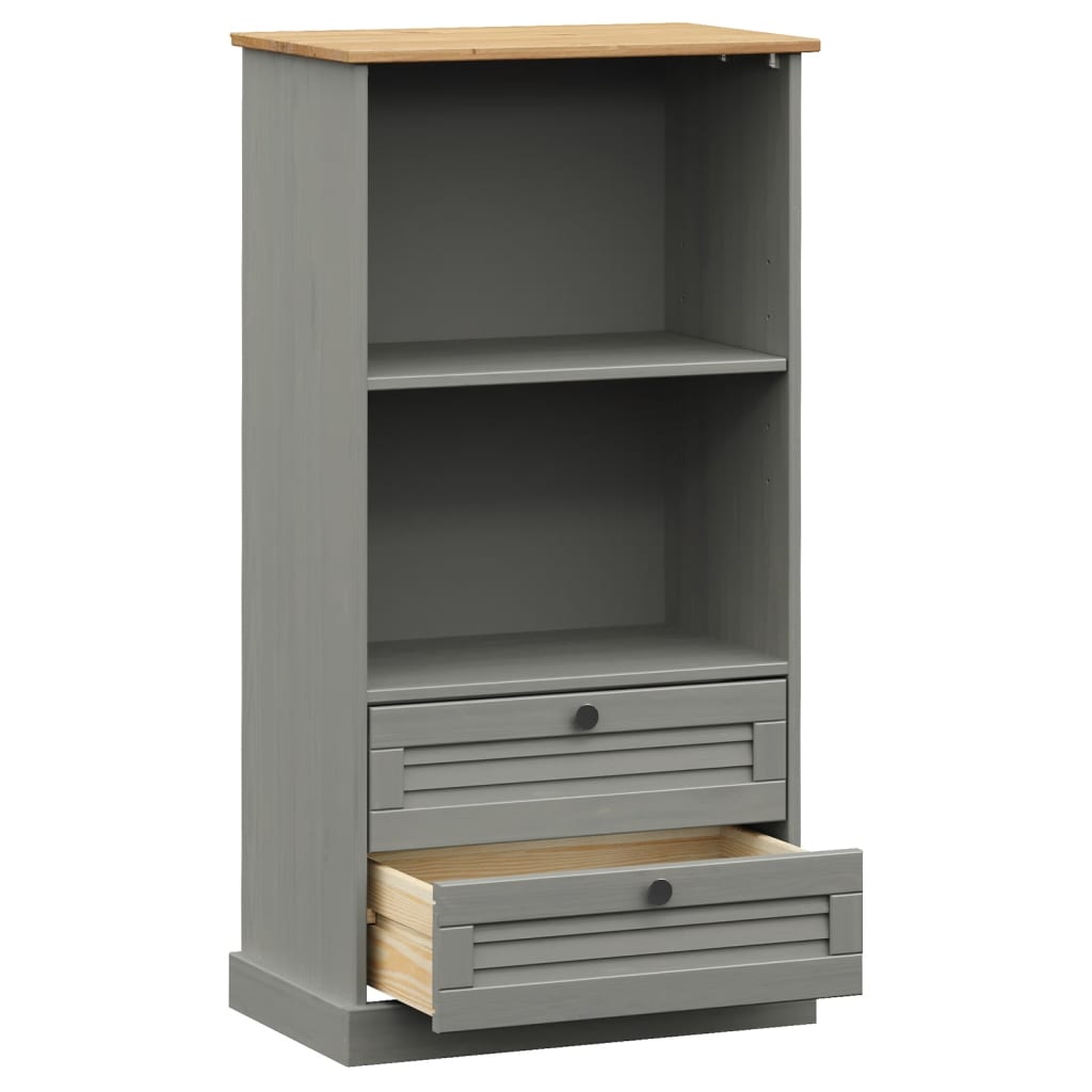 Libreria VIGO 60x35x114,5 cm in Legno Massello di Pino Grigio - homemem39