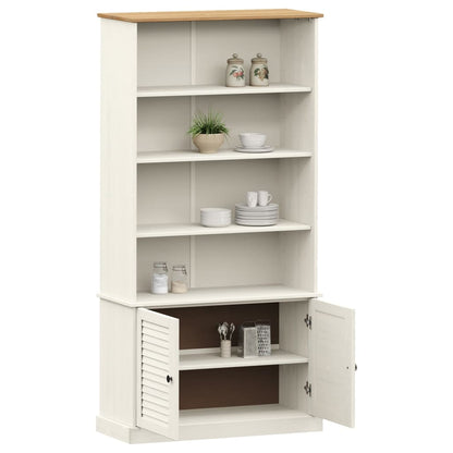 Libreria VIGO 85x35x170 cm in Legno Massello di Pino Bianco - homemem39