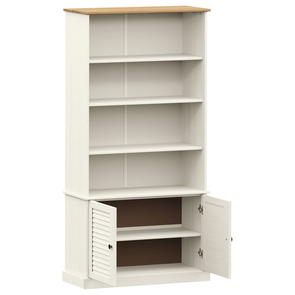 Libreria VIGO 85x35x170 cm in Legno Massello di Pino Bianco - homemem39