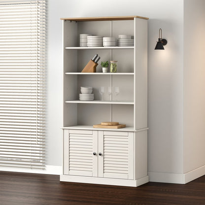 Libreria VIGO 85x35x170 cm in Legno Massello di Pino Bianco - homemem39