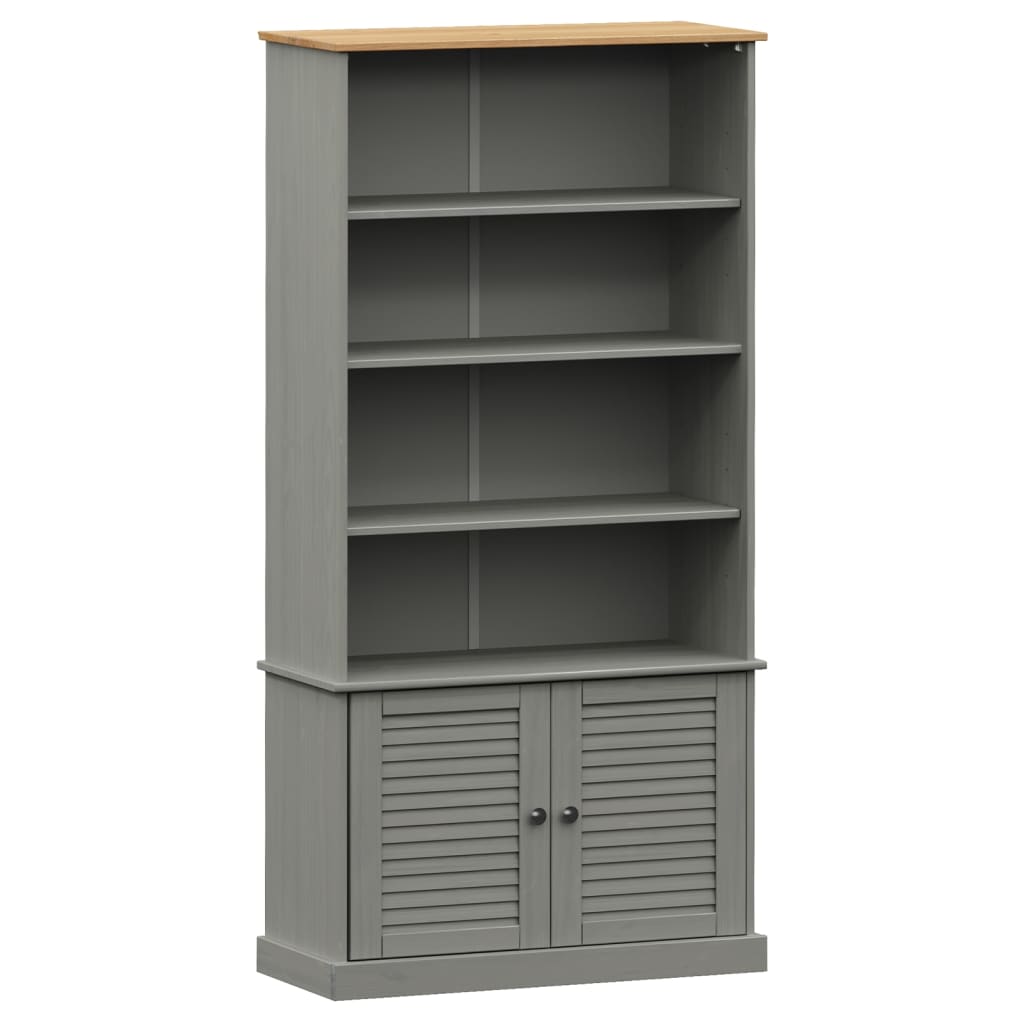 Libreria VIGO 85x35x170 cm in Legno Massello di Pino Grigio - homemem39