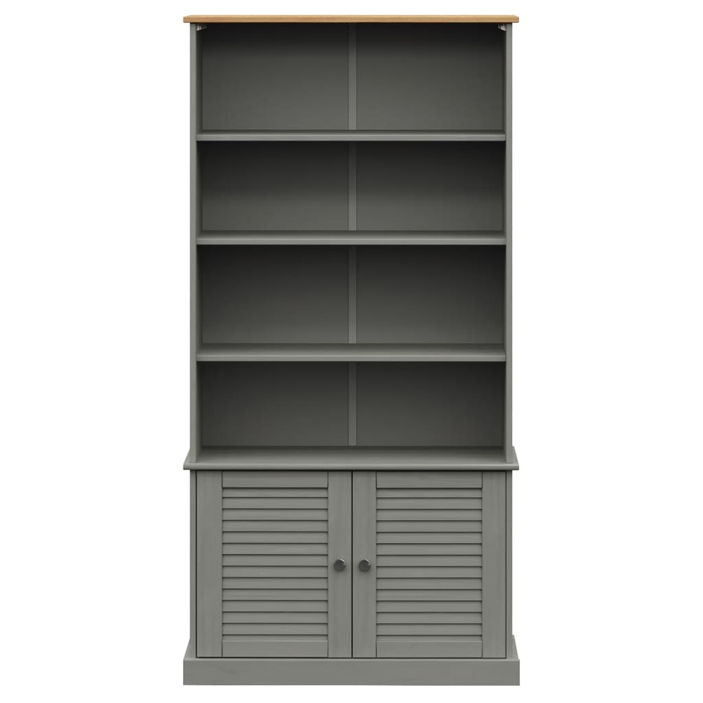 Libreria VIGO 85x35x170 cm in Legno Massello di Pino Grigio - homemem39