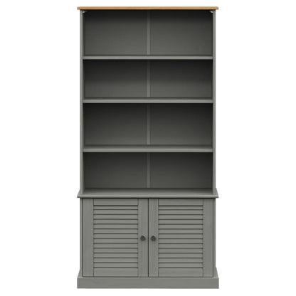 Libreria VIGO 85x35x170 cm in Legno Massello di Pino Grigio - homemem39