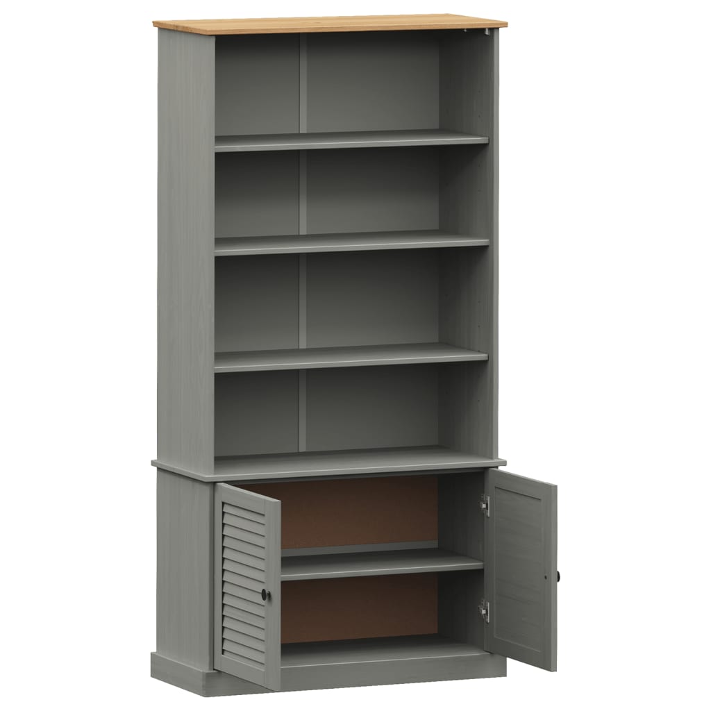 Libreria VIGO 85x35x170 cm in Legno Massello di Pino Grigio - homemem39