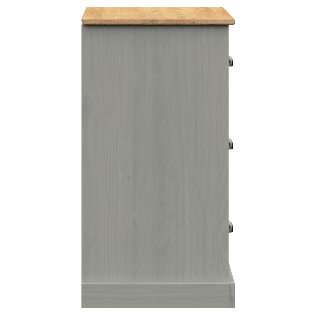 Credenza Cassetti VIGO Grigia 78x40x75 cm Legno Massello Pino - homemem39