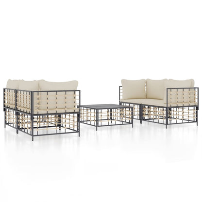 Set Divani da Giardino 5 pz con Cuscini Antracite in Polyrattan - homemem39