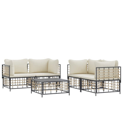 Set Divani da Giardino 5 pz con Cuscini Antracite in Polyrattan - homemem39