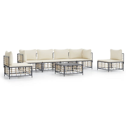 Set Divani da Giardino 7 pz con Cuscini Antracite in Polyrattan - homemem39