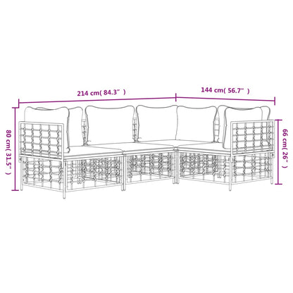 Set Divani da Giardino 4 pz con Cuscini Antracite in Polyrattan - homemem39