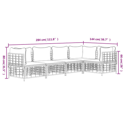 Set Divani da Giardino 5 pz con Cuscini Antracite in Polyrattan - homemem39