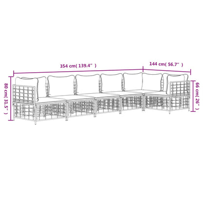 Set Divani da Giardino 6 pz con Cuscini Antracite in Polyrattan - homemem39