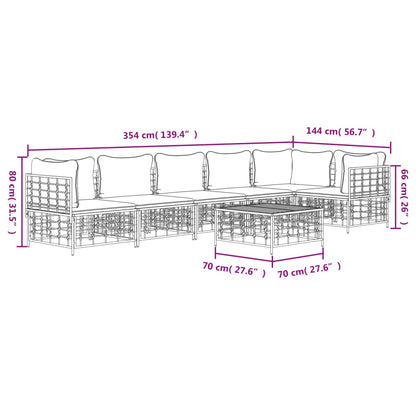 Set Divani da Giardino 7 pz con Cuscini Antracite in Polyrattan - homemem39