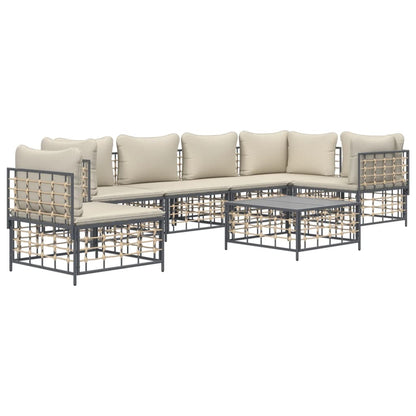 Set Divani da Giardino 7 pz con Cuscini Antracite in Polyrattan - homemem39