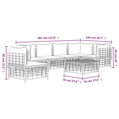 Set Divani da Giardino 7 pz con Cuscini Antracite in Polyrattan - homemem39