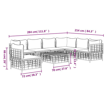 Set Divani da Giardino 8 pz con Cuscini Antracite in Polyrattan - homemem39