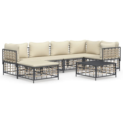 Set Divani da Giardino 7 pz con Cuscini Antracite in Polyrattan - homemem39