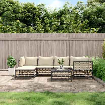 Set Divani da Giardino 7 pz con Cuscini Antracite in Polyrattan - homemem39