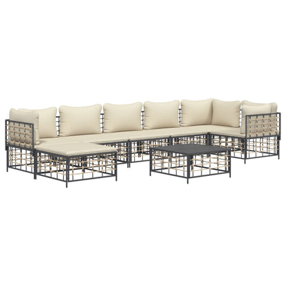 Set Divani da Giardino 8 pz con Cuscini Antracite in Polyrattan - homemem39