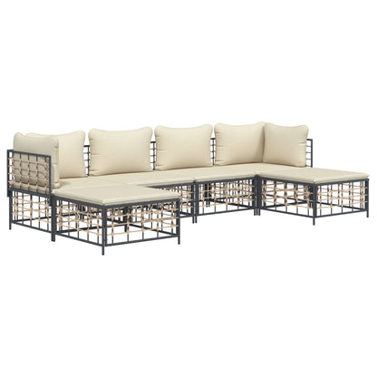 Set Divani da Giardino 6 pz con Cuscini Antracite in Polyrattan - homemem39