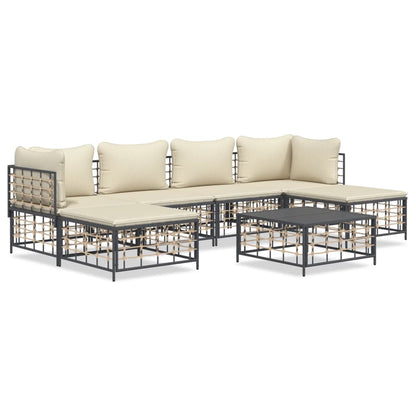 Set Divani da Giardino 7 pz con Cuscini Antracite in Polyrattan - homemem39