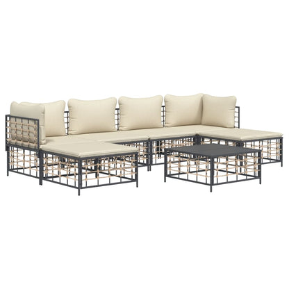 Set Divani da Giardino 7 pz con Cuscini Antracite in Polyrattan - homemem39