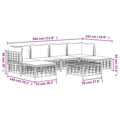 Set Divani da Giardino 7 pz con Cuscini Antracite in Polyrattan - homemem39