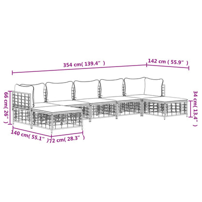 Set Divani da Giardino 7 pz con Cuscini Antracite in Polyrattan - homemem39