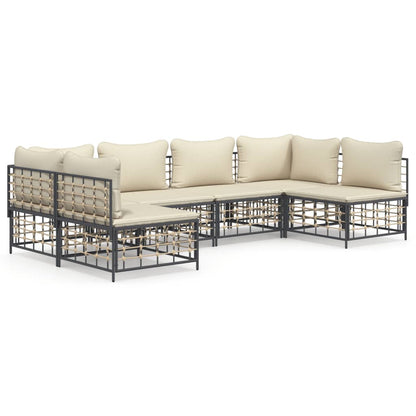 Set Divani da Giardino 6 pz con Cuscini Antracite in Polyrattan - homemem39