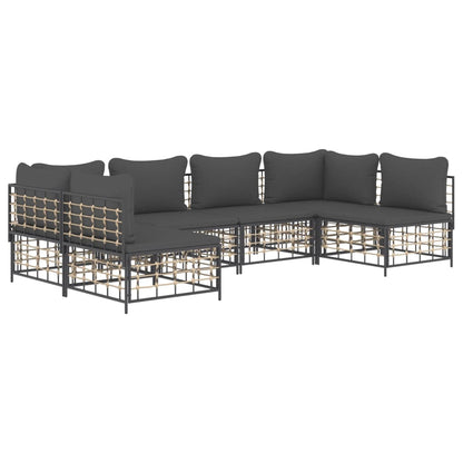 Set Divani da Giardino 6 pz con Cuscini Antracite in Polyrattan - homemem39