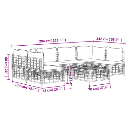 Set Divani da Giardino 7 pz con Cuscini Antracite in Polyrattan - homemem39