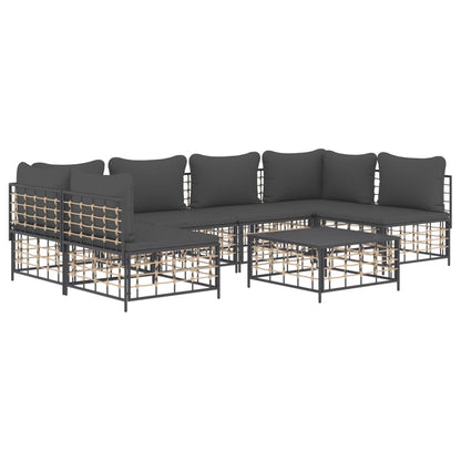 Set Divani da Giardino 7 pz con Cuscini Antracite in Polyrattan - homemem39